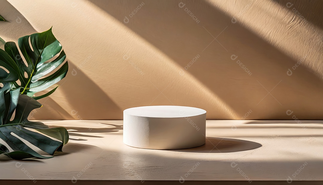 Pódio de exposição de produtos com decoração de elementos de efeito de luz