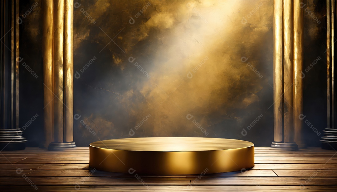 Pódio de exposição de produtos com decoração de elementos de efeito de luz