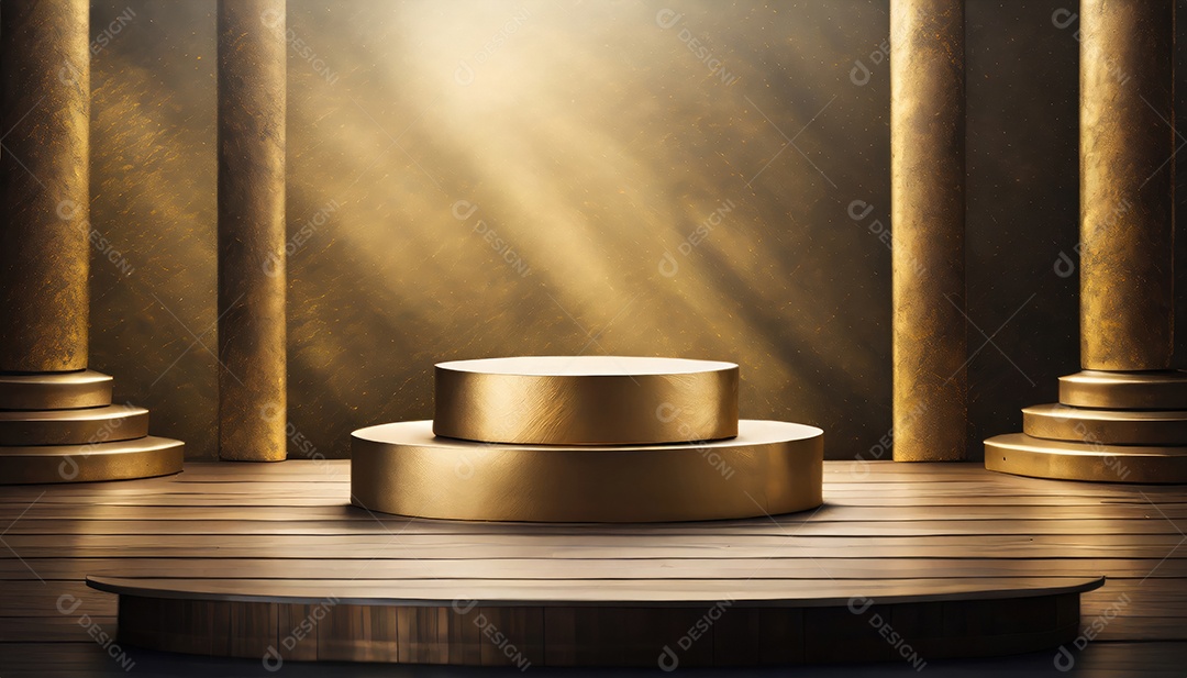 Pódio de exposição de produtos com decoração de elementos de efeito de luz