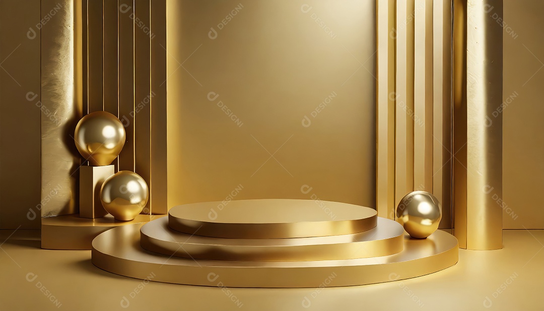 Pódio de exposição de produtos com decoração de elementos de efeito de luz