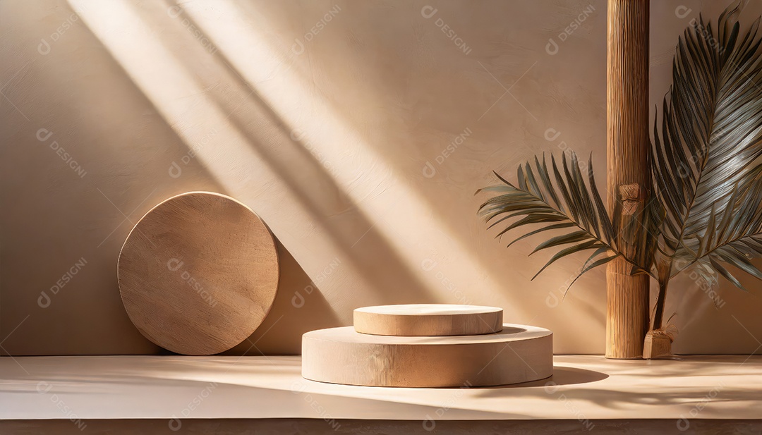 Pódio de exposição de produtos com decoração de elementos de efeito de luz