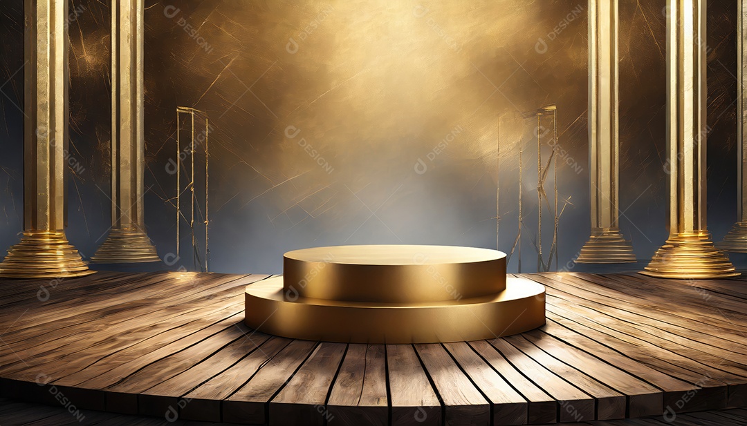 Pódio de exposição de produtos com decoração de elementos de efeito de luz