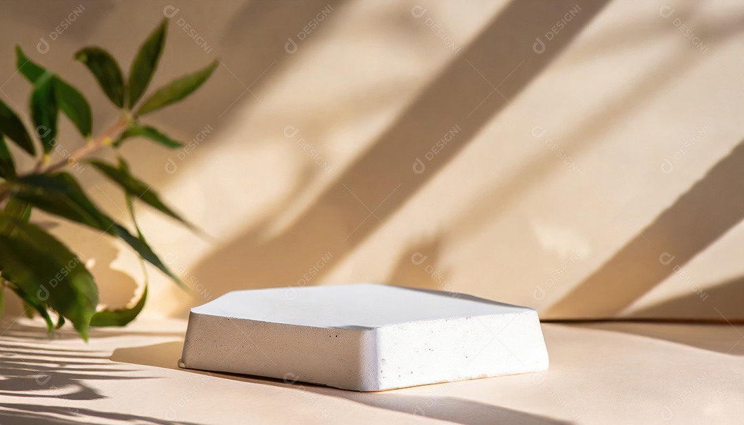 Pódio de exposição de produtos com decoração de elementos de efeito de luz