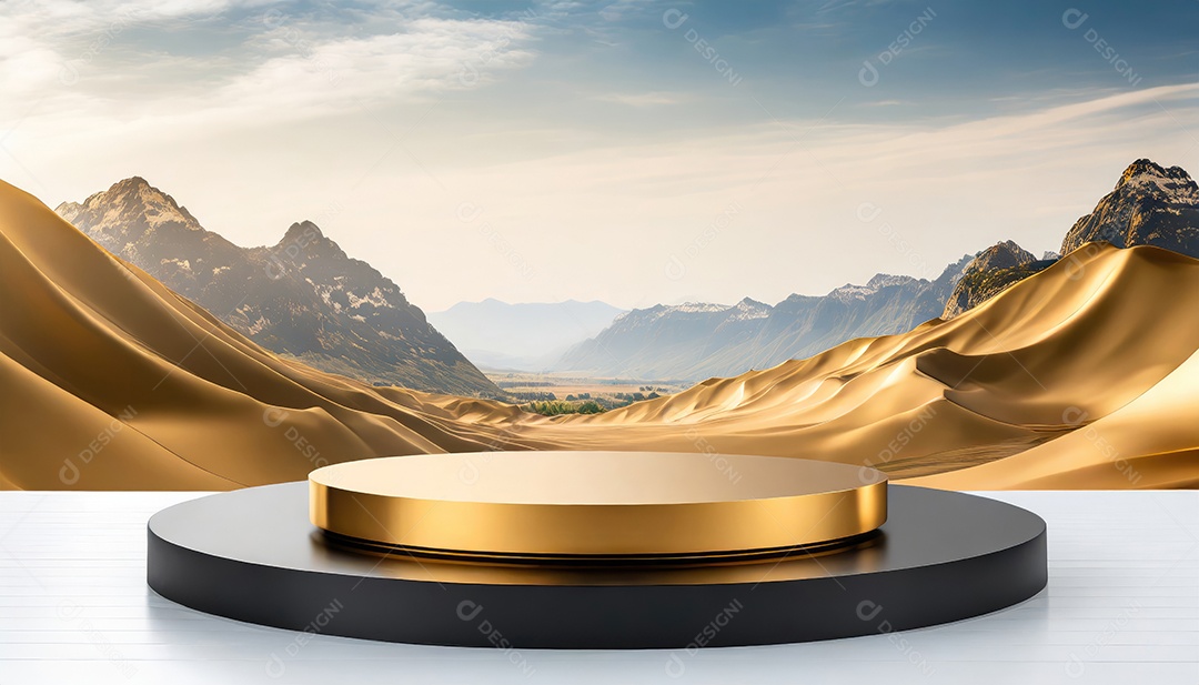 Pódio de exposição de produtos com decoração de elementos de efeito de luz