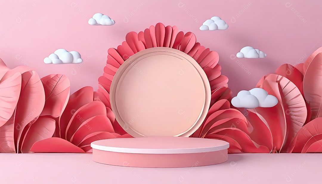 Pódio de exposição de produtos com decoração de elementos de efeito de luz