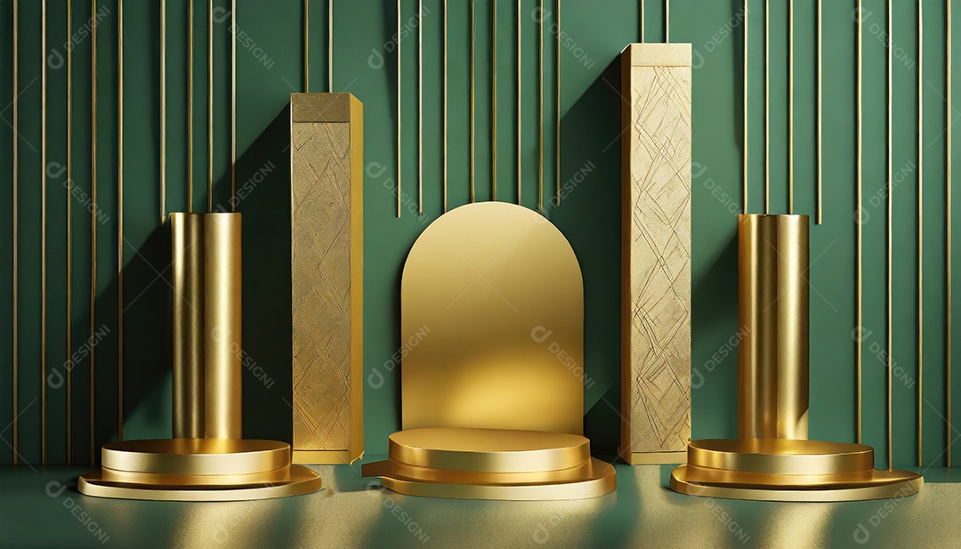 Pódio de exposição de produtos com decoração de elementos de efeito de luz