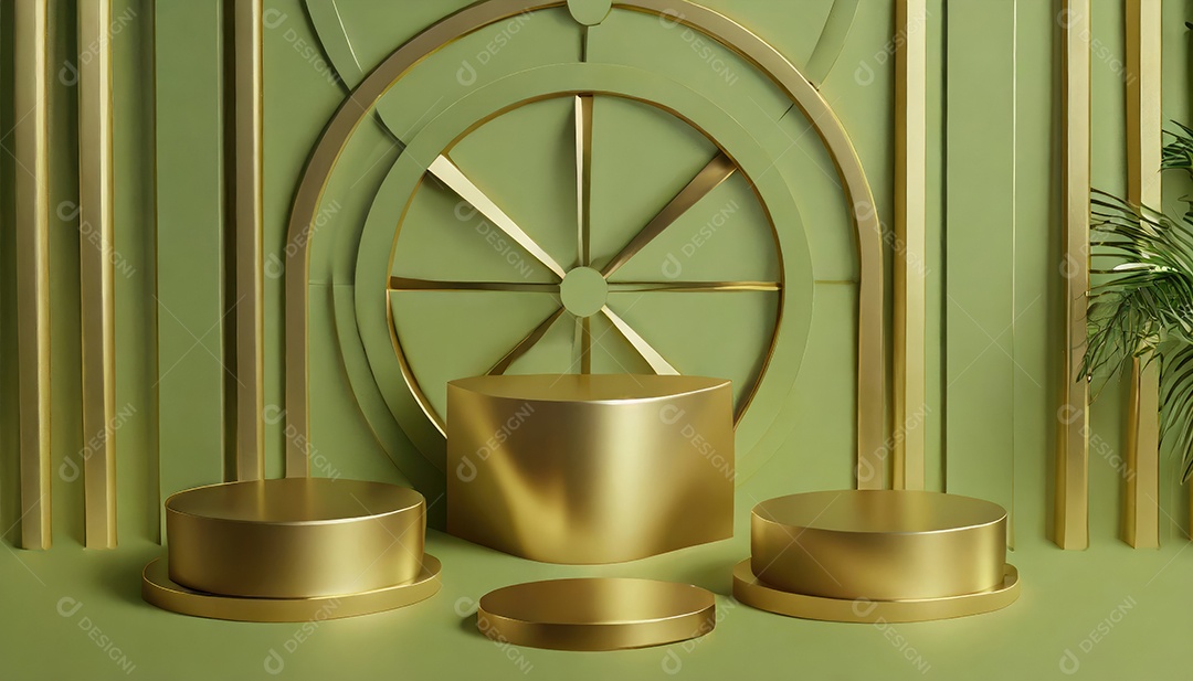 Pódio de exposição de produtos com decoração de elementos de efeito de luz