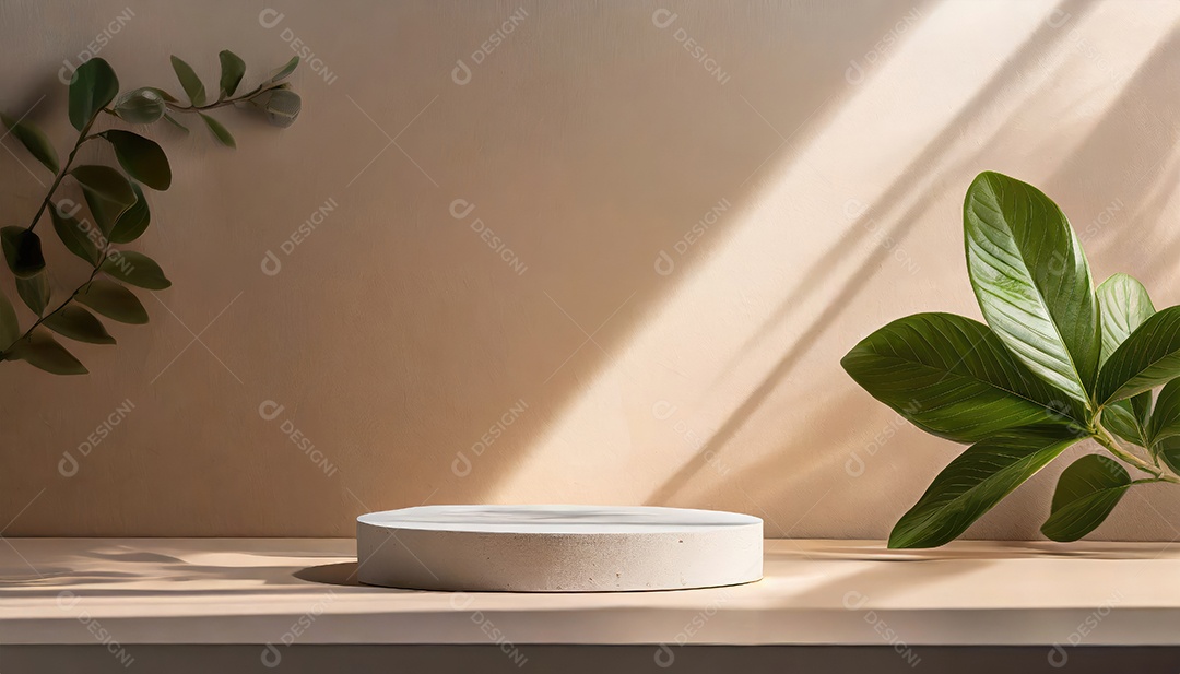 Pódio de exposição de produtos com decoração de elementos de efeito de luz