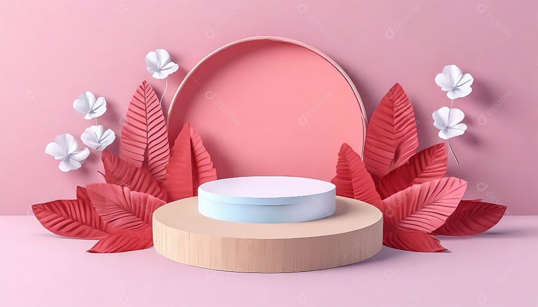 Pódio de exposição de produtos com decoração de elementos de efeito de luz