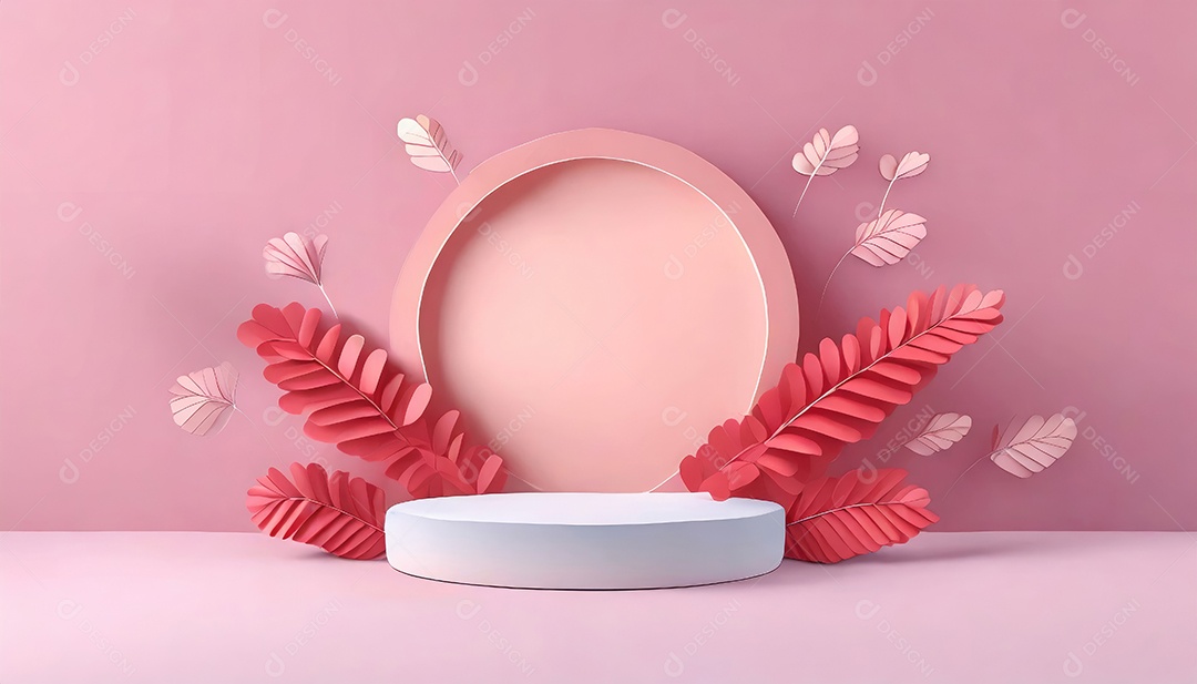 Pódio de exposição de produtos com decoração de elementos de efeito de luz