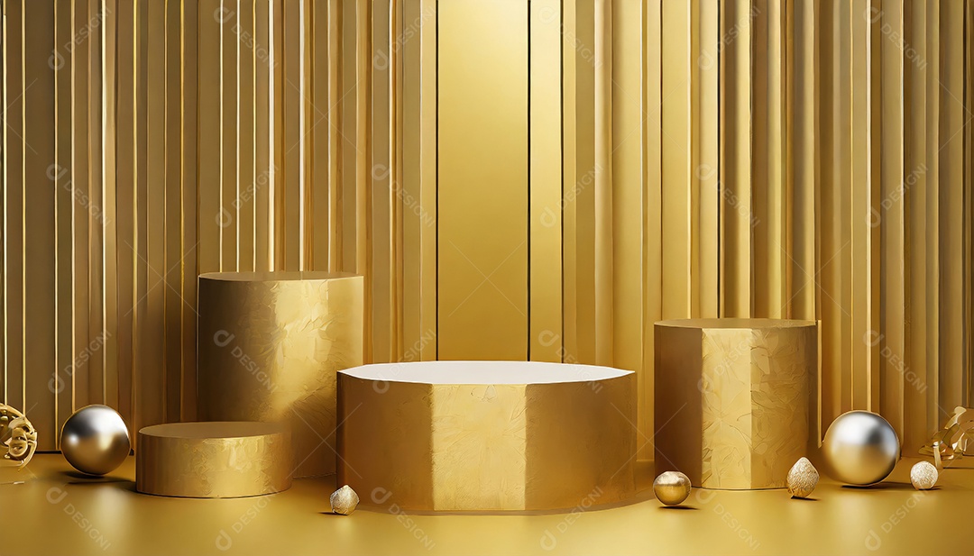 Pódio de exposição de produtos com decoração de elementos de efeito de luz