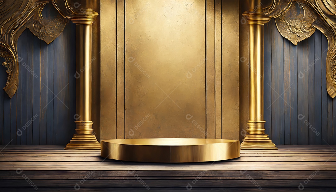 Pódio de exposição de produtos com decoração de elementos de efeito de luz