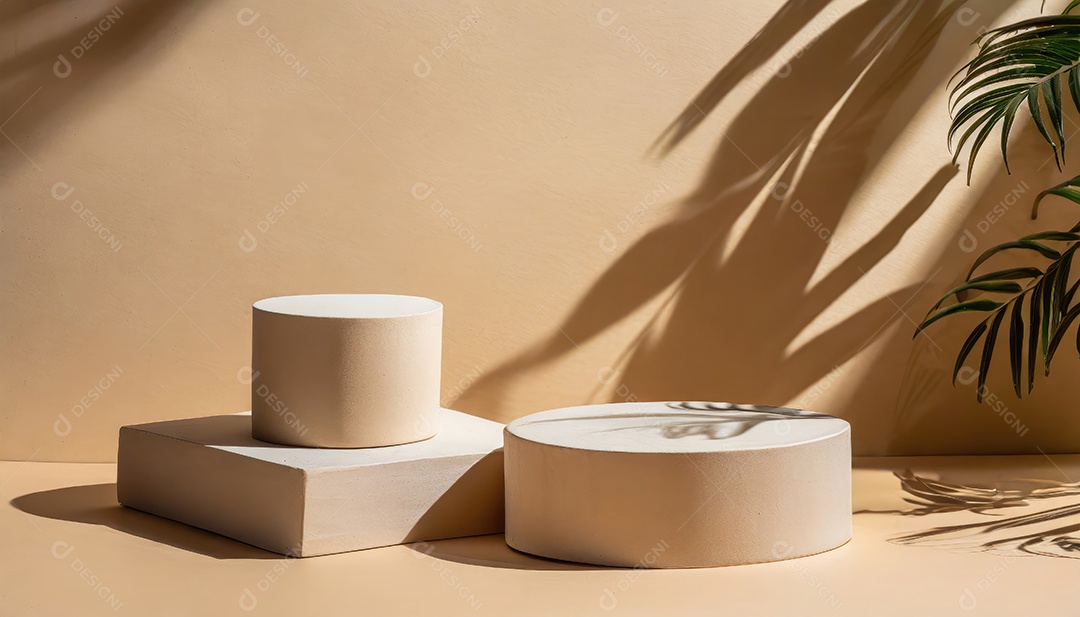 Pódio de exposição de produtos com decoração de elementos de efeito de luz