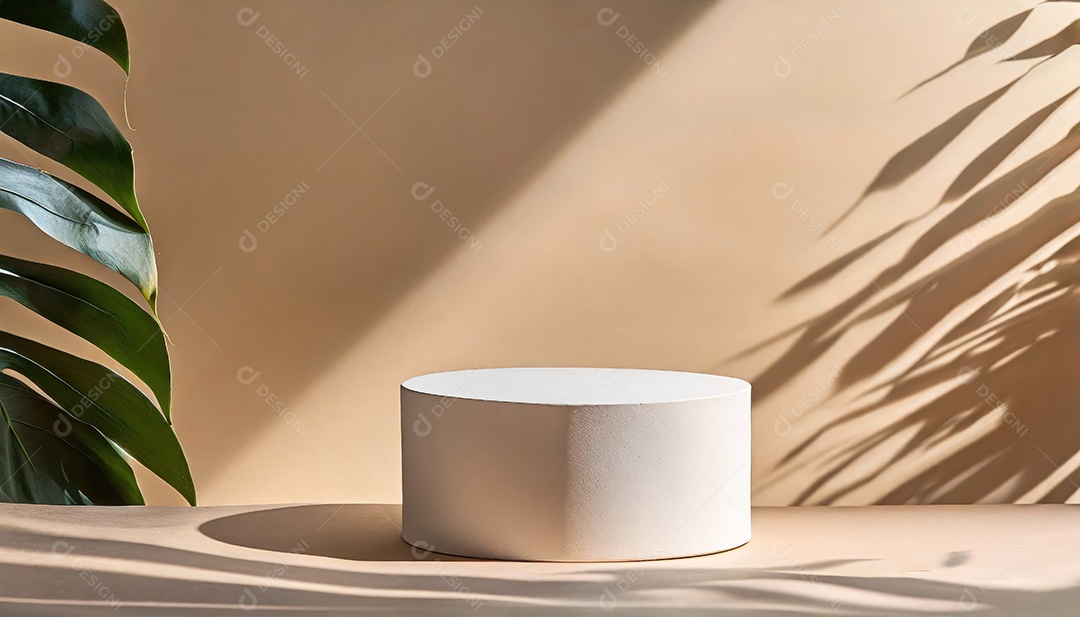 Pódio de exposição de produtos com decoração de elementos de efeito de luz