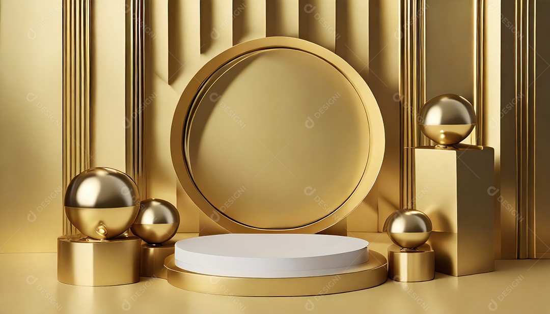 Pódio de exposição de produtos com decoração de elementos de efeito de luz