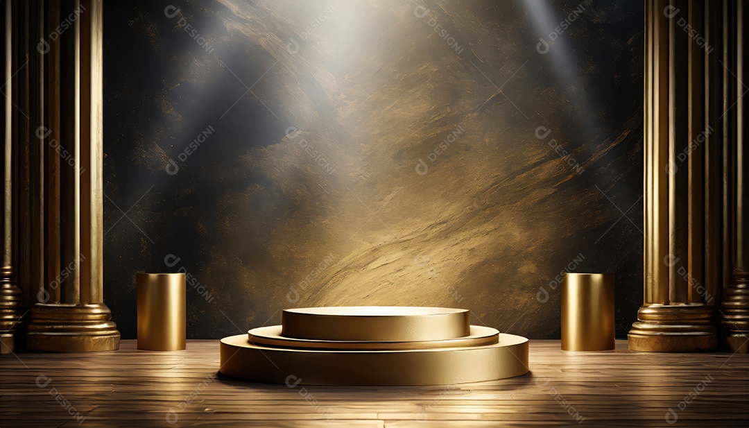 Pódio de exposição de produtos com decoração de elementos de efeito de luz