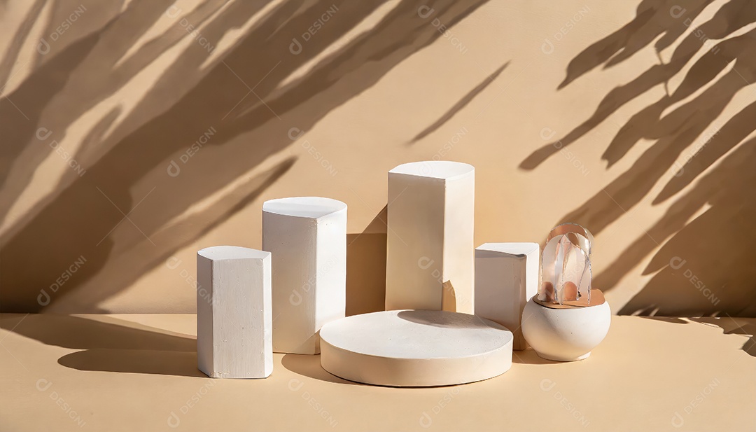 Pódio de exposição de produtos com decoração de elementos de efeito de luz