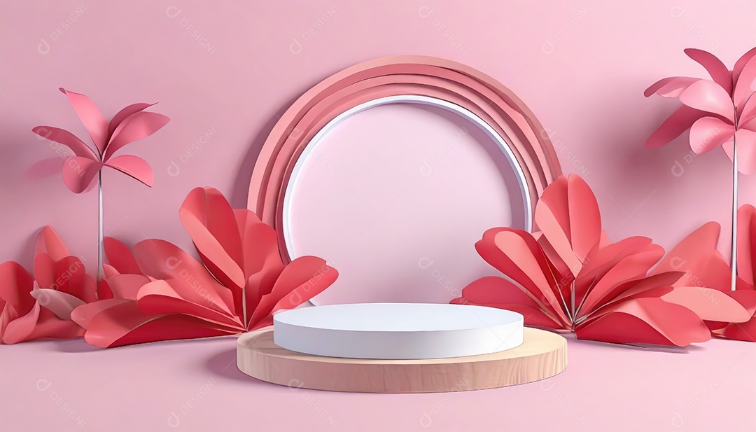 Pódio de exposição de produtos com decoração de elementos de efeito de luz