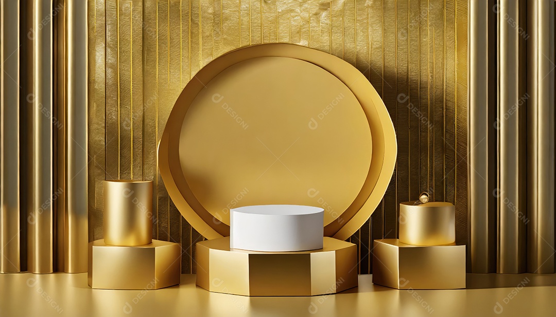 Pódio de exposição de produtos com decoração de elementos de efeito de luz