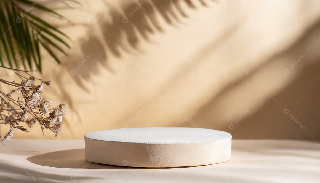 Pódio de exposição de produtos com decoração de elementos de efeito de luz