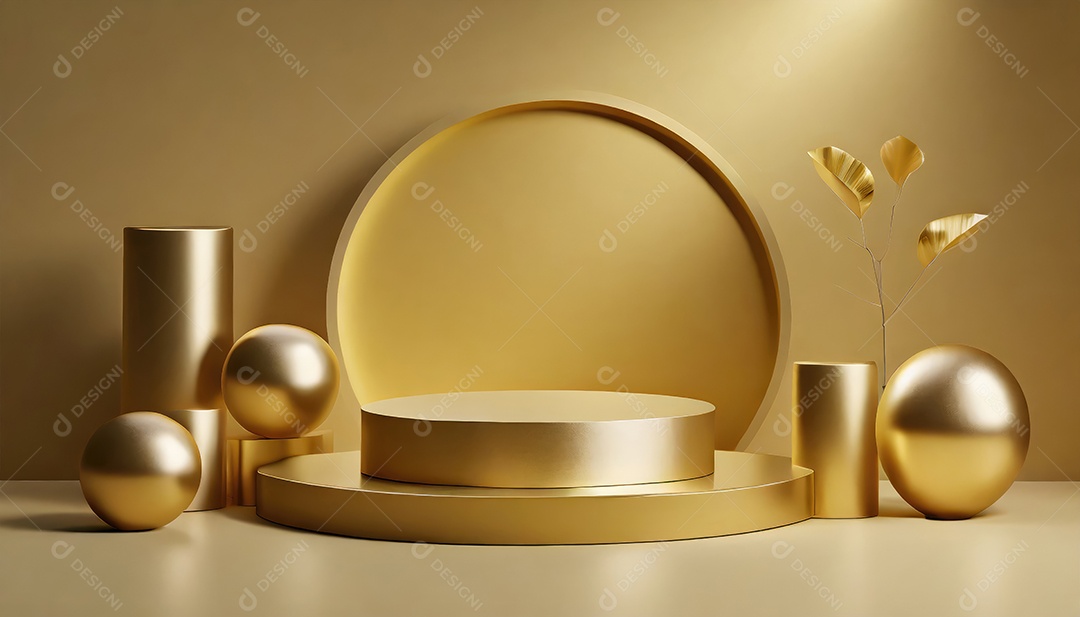 Pódio de exposição de produtos com decoração de elementos de efeito de luz