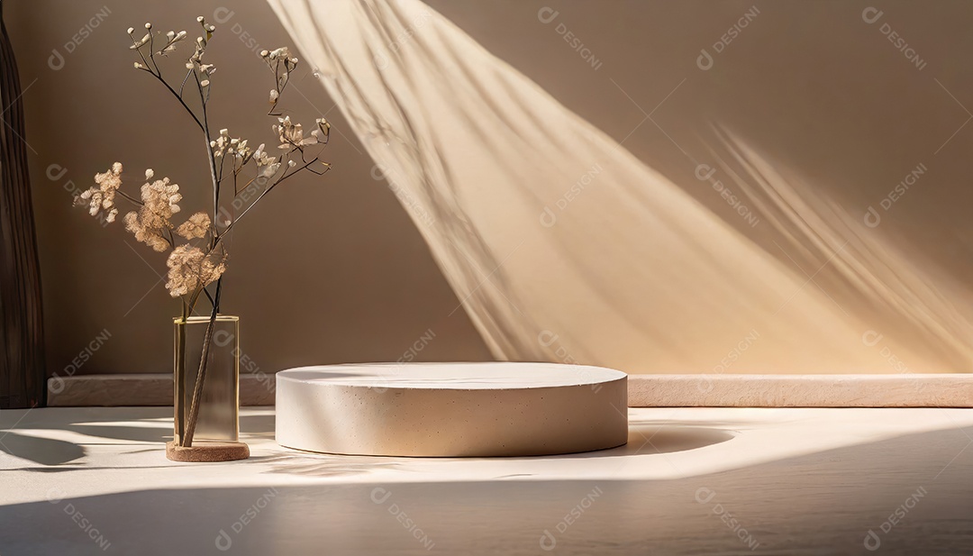 Pódio de exposição de produtos com decoração de elementos de efeito de luz