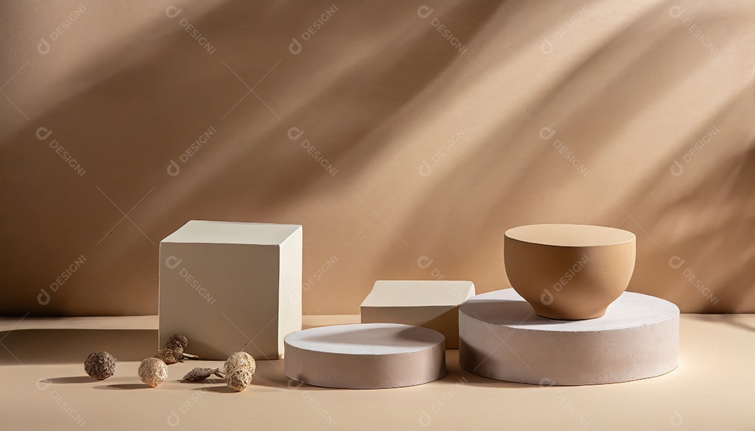 Pódio de exposição de produtos com decoração de elementos de efeito de luz