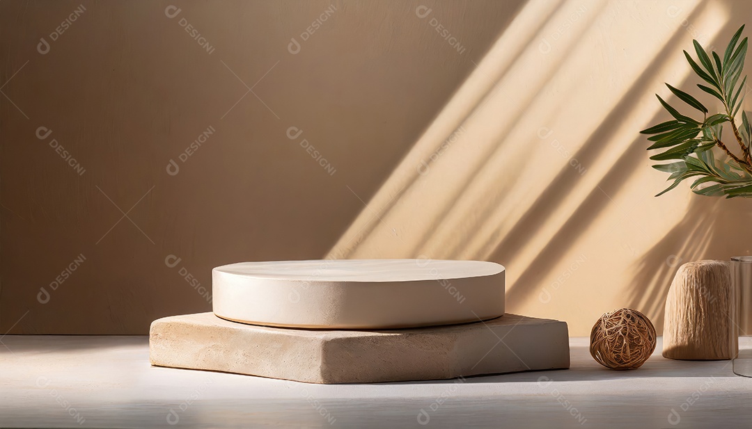 Pódio de exposição de produtos com decoração de elementos de efeito de luz