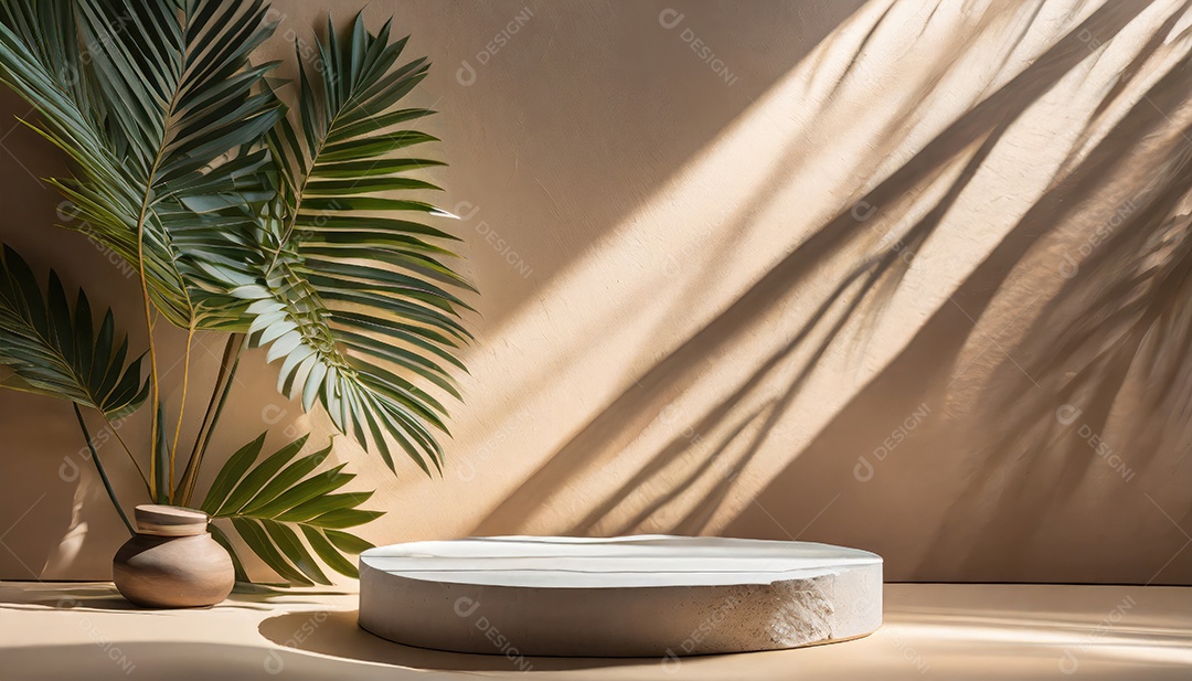 Pódio de exposição de produtos com decoração de elementos de efeito de luz