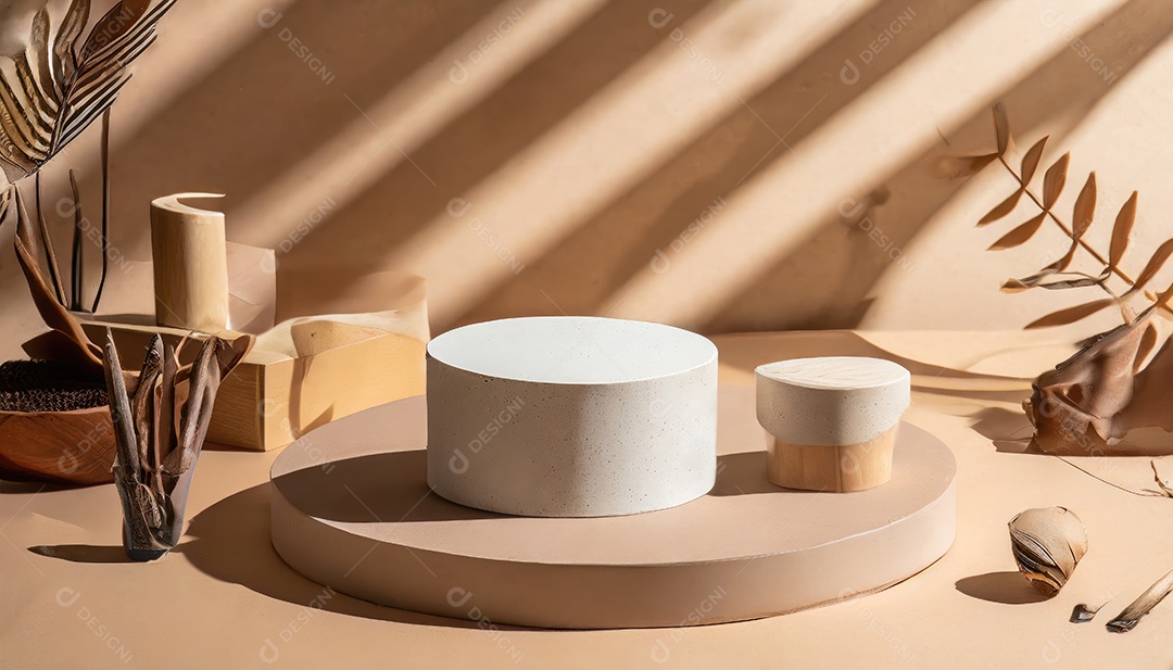 Pódio de exposição de produtos com decoração de elementos de efeito de luz