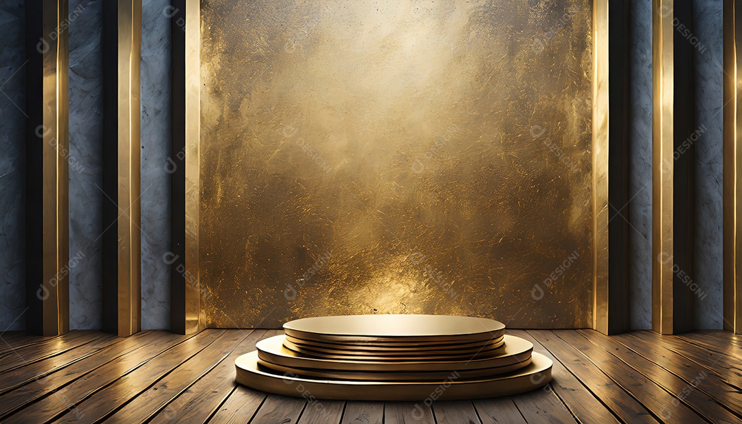 Pódio de exposição de produtos com decoração de elementos de efeito de luz