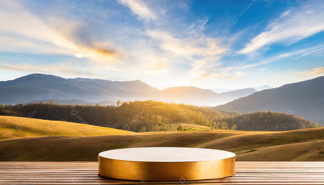 Pódio de exposição de produtos com decoração de elementos de efeito de luz