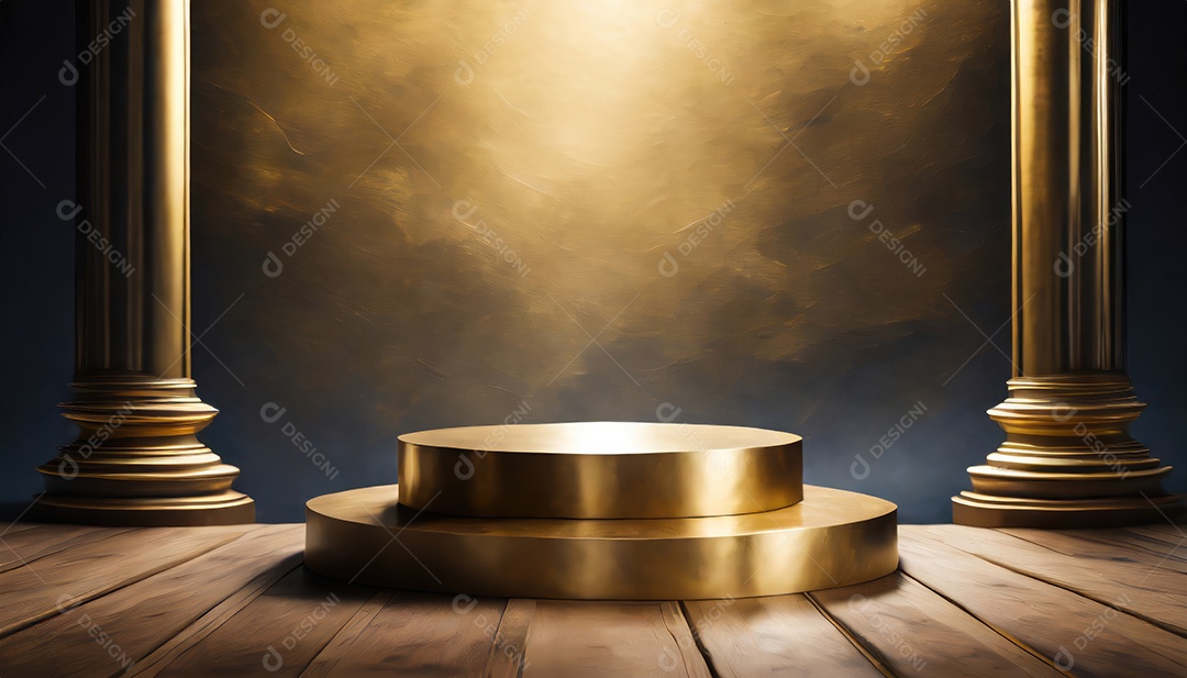 Pódio de exposição de produtos com decoração de elementos de efeito de luz