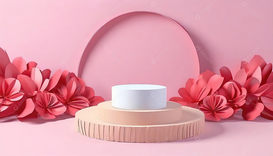 Pódio de exposição de produtos com decoração de elementos de efeito de luz