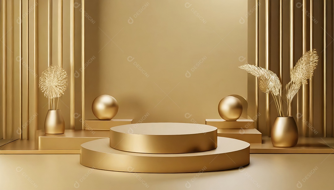 Pódio de exposição de produtos com decoração de elementos de efeito de luz