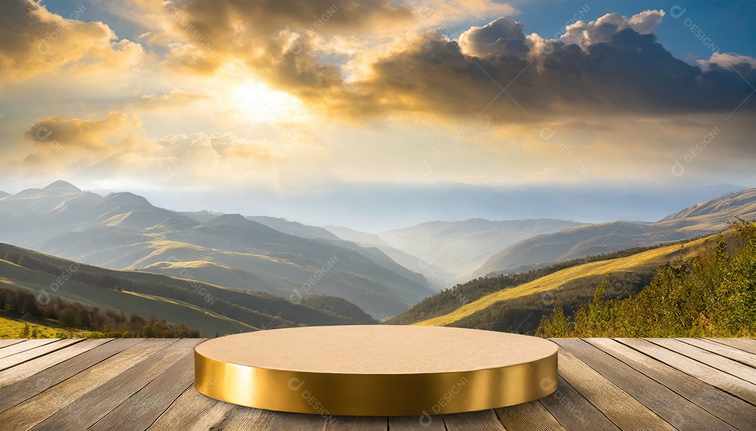 Pódio de exposição de produtos com decoração de elementos de efeito de luz