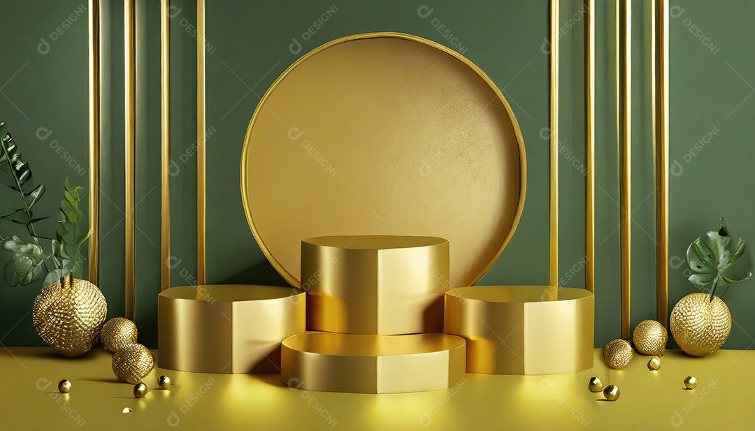 Pódio de exposição de produtos com decoração de elementos de efeito de luz