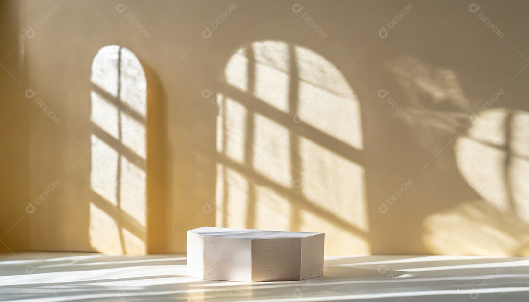 Pódio de exposição de produtos com decoração de elementos de efeito de luz