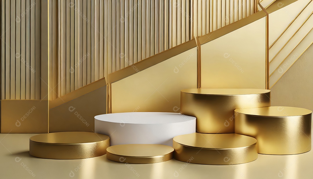 Pódio de exposição de produtos com decoração de elementos de efeito de luz