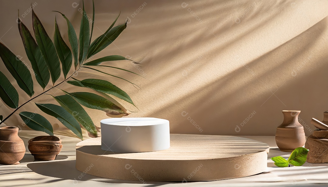 Pódio de exposição de produtos com decoração de elementos de efeito de luz