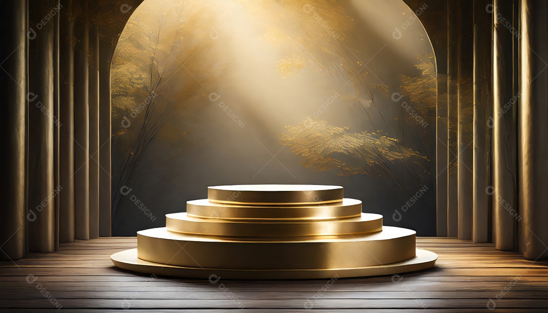 Pódio de exposição de produtos com decoração de elementos de efeito de luz