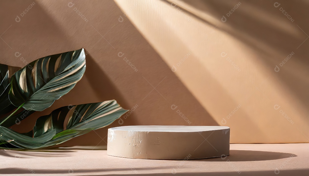 Pódio de exposição de produtos com decoração de elementos de efeito de luz