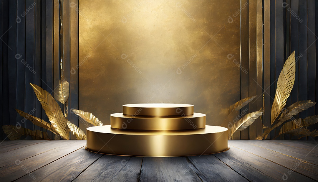 Pódio de exposição de produtos com decoração de elementos de efeito de luz