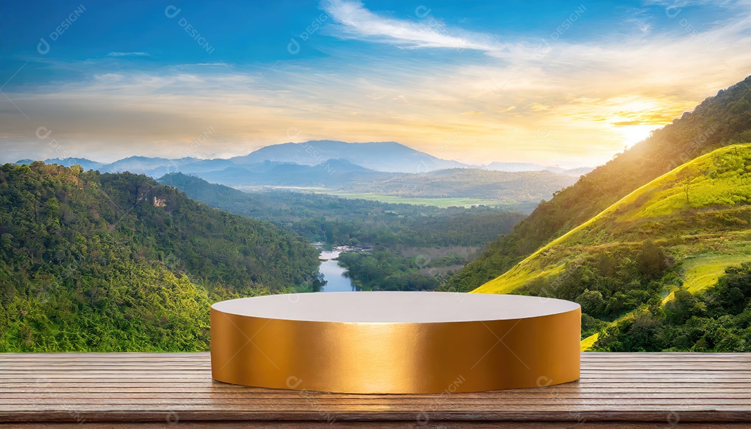 Pódio de exposição de produtos com decoração de elementos de efeito de luz