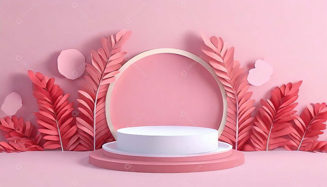 Pódio de exposição de produtos com decoração de elementos de efeito de luz