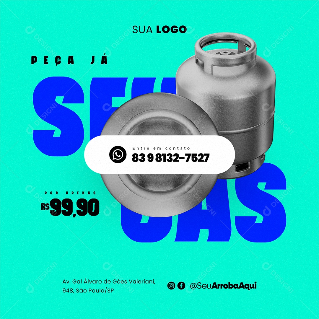 Distribuidora de Gás Gás de Cozinha Supermercado Peça Já Seu Gás Social Media PSD Editável