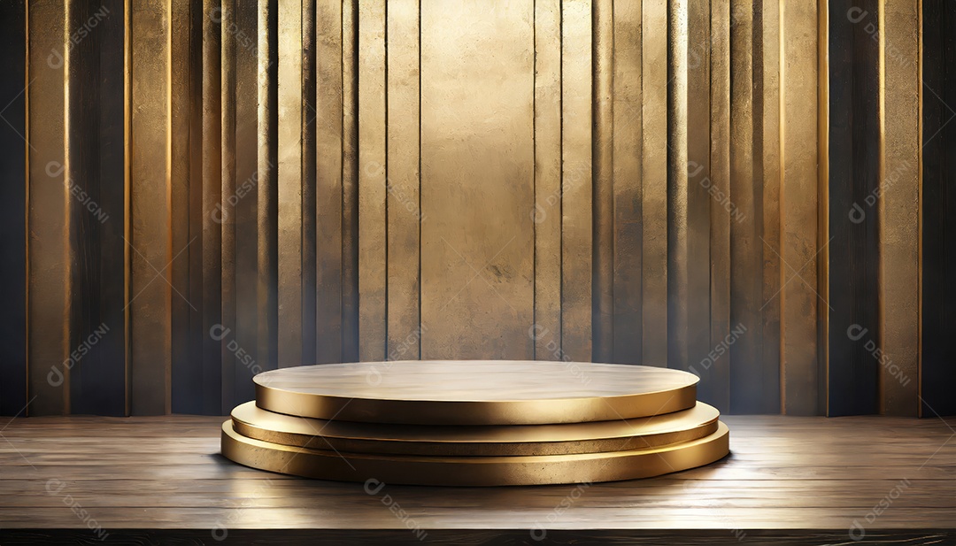 Pódio de exposição de produtos com sombra de folhas naturais no fundo da parede