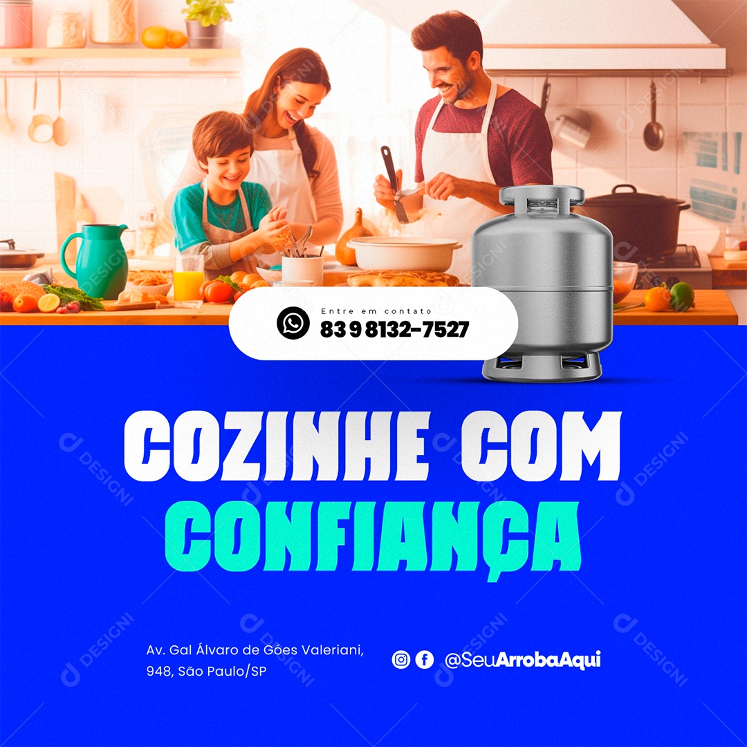 Distribuidora de Gás Gás de Cozinha Supermercado Cozinhe com Confiança Social Media PSD Editável