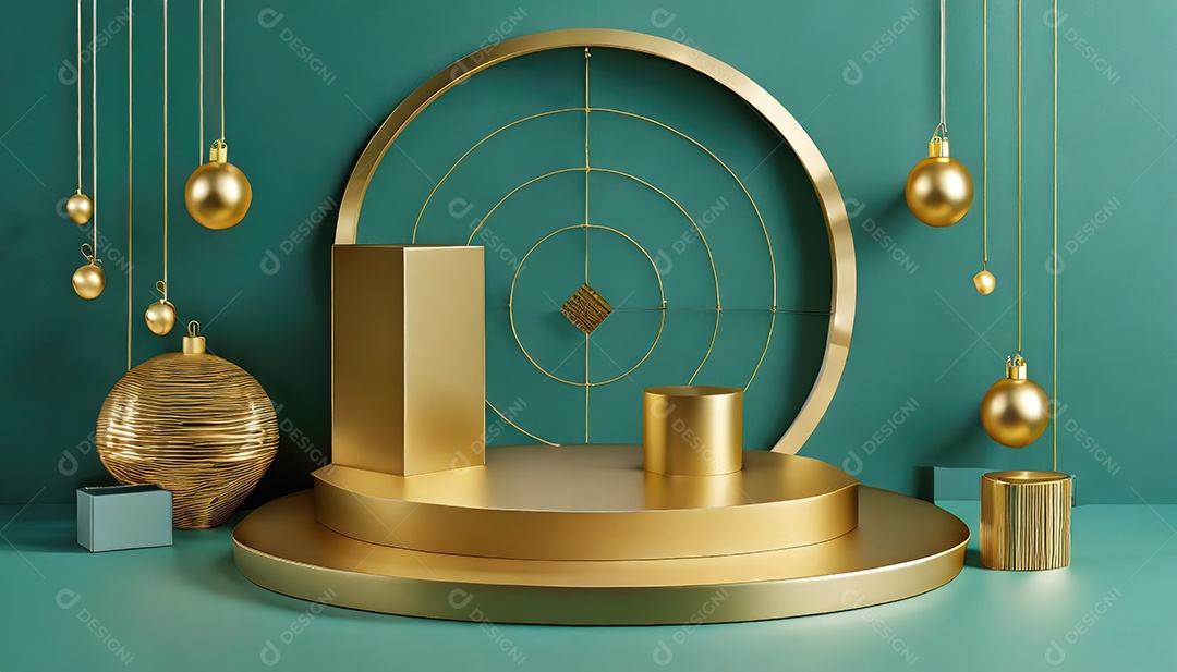 Pódio de exposição de produtos com sombra de folhas naturais no fundo da parede