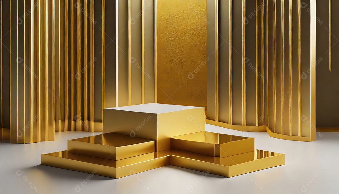 Pódio de exposição de produtos com sombra de folhas naturais no fundo da parede